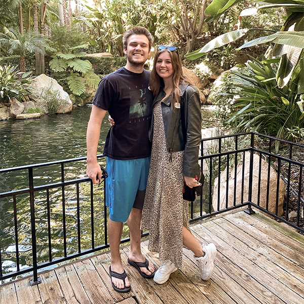Couple with tropical scenery